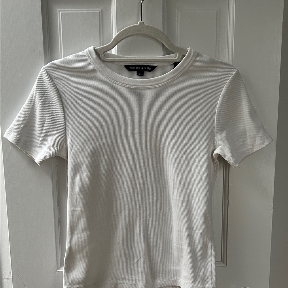 Veronica Beard Cream Ribbed Top